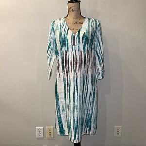 peck&peck 100% Linen 3/4 Sleeve Tunic Dress